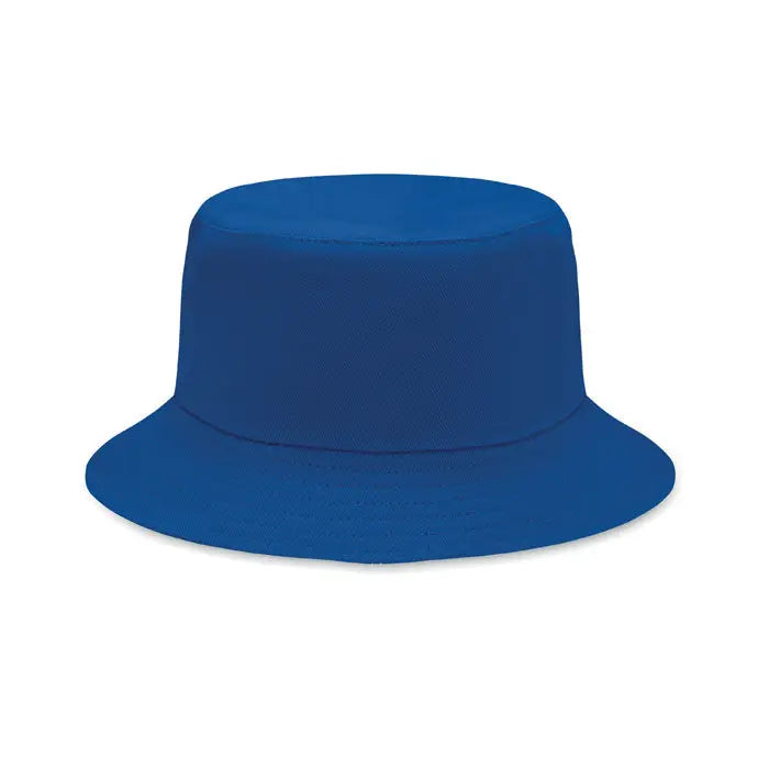 Palărie de soare bucket albastru royal din bumbac periat 260gr/m² cu textură moale și bor limpede ușor curbat
