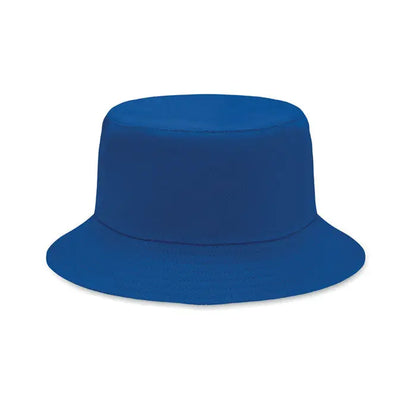 Palărie de soare bucket albastru royal din bumbac periat 260gr/m² cu textură moale și bor limpede ușor curbat