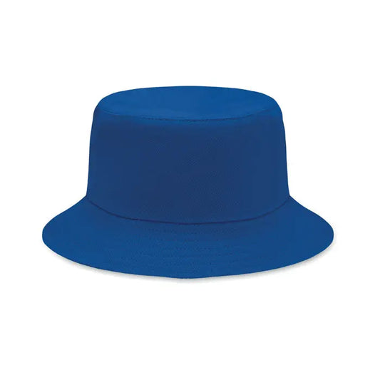 Palărie de soare bucket albastru royal din bumbac periat 260gr/m² cu textură moale și bor limpede ușor curbat