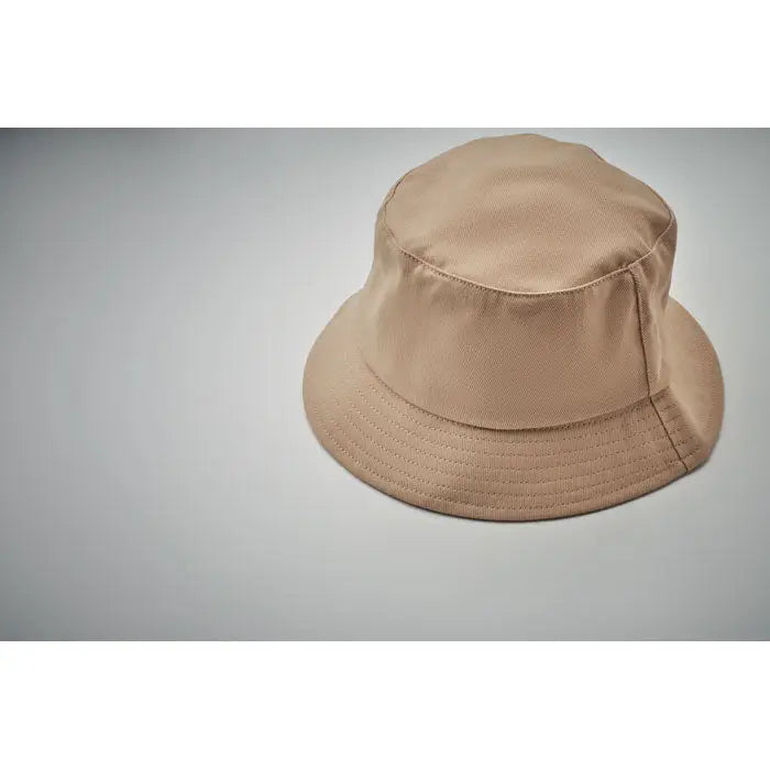 Palarie de soare din bumbac periat 260gr/m² beige cu bor larg si cusaturi subtile