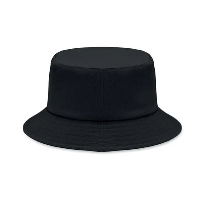 Palarie de soare neagra din bumbac periat 260gr m² cu bor larg si partea de sus plata