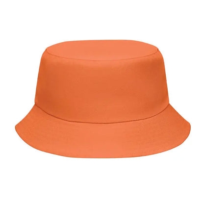 Palarie poliester 150 gr/m² tip bucket de culoare portocalie cu textura moale tesuta si bor usor curbat