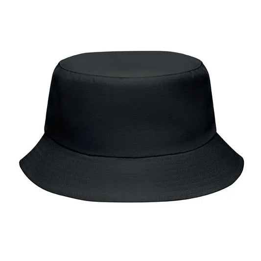 Palarie din poliester negru 150 gr pe metru patrat cu bor lat si coroana structurata pentru protectie solara