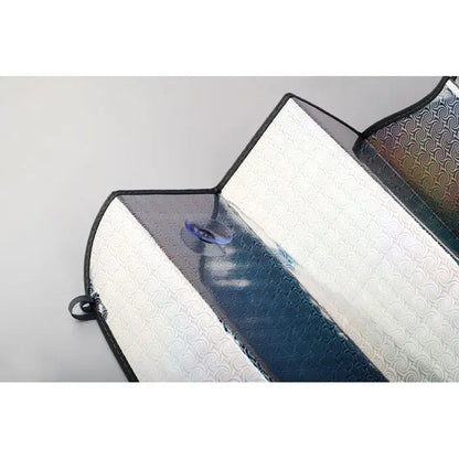 Parasolar pliabil pentru parbriz argintiu si negru reflectorizant cu model texturat pentru masina