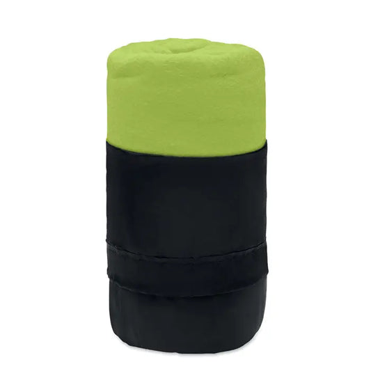 Patura de calatorie din lana rpet compacta, verde lime si neagra, din microfibra cu textura moale si pufoasa