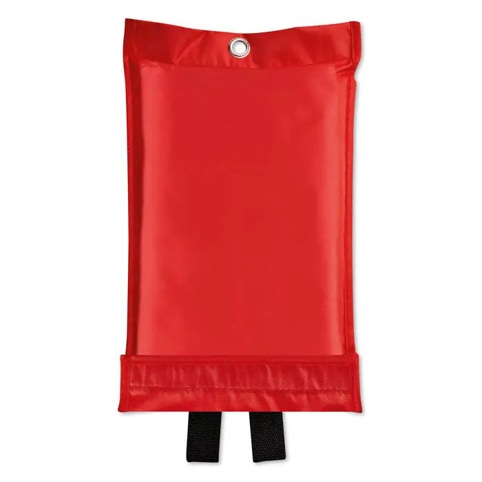 Red pouch impermeabil cu barete negre si inel metalic pentru patura de foc in husa 100x95cm
