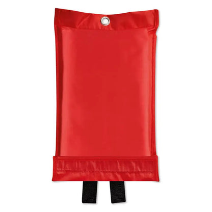 Red pouch impermeabil cu barete negre si inel metalic pentru patura de foc in husa 100x95cm