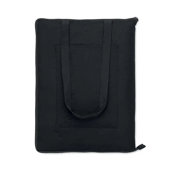 Geanta tote neagra matlasata cu manere din material intarit si inchidere cu fermoar pentru patura de picnic pliabila