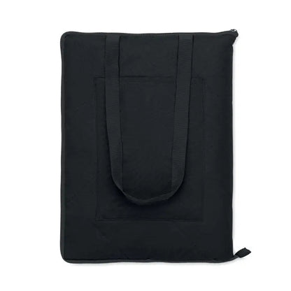 Geanta tote neagra matlasata cu manere din material intarit si inchidere cu fermoar pentru patura de picnic pliabila