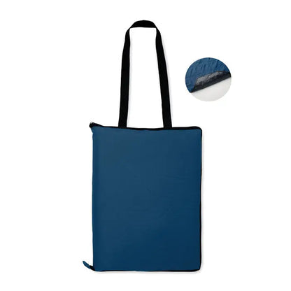 Patura de picnic pliabila albastra matlasata cu manere negre si fermoar asortat