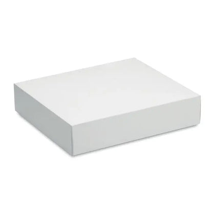 Cutie cadou dreptunghiulara alba minimalista din bumbac cu finisaj mat pentru patura de vafe 350 gr/m²