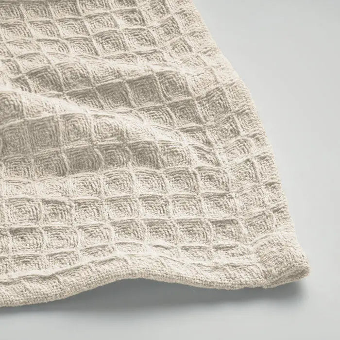 Beige patura de vafe de bumbac 350 gr/m² cu model texturat in forma de grila
