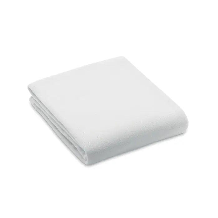 Pătură din lână rpet 130gr/m² cu o cârpă moale albă din microfibră pliată într-un pătrat compact