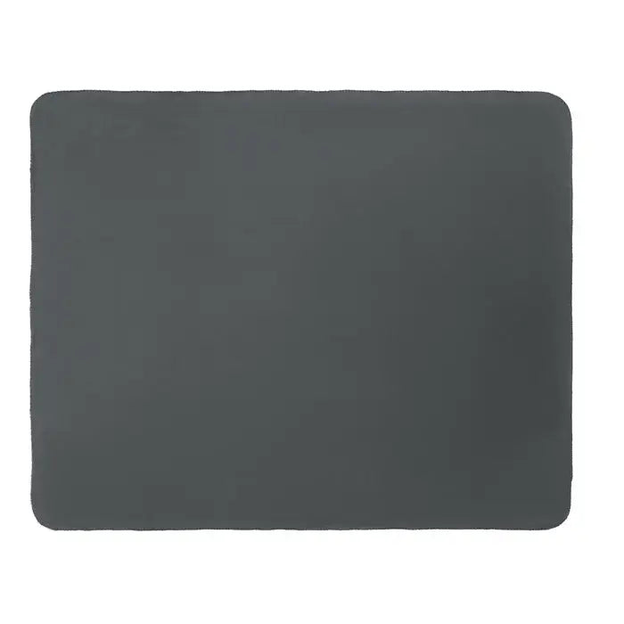 Patura din lana rpet 130gr/m² dreptunghiulara gri inchis cu colturi rotunjite si material fleece moale