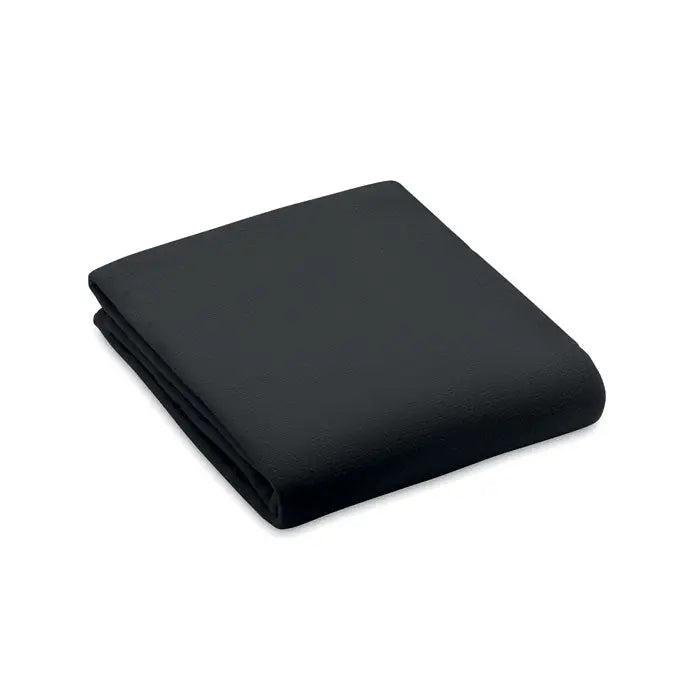 Patură din lână rpet neagră, material fleece moale, pliata compact pentru confort și căldură