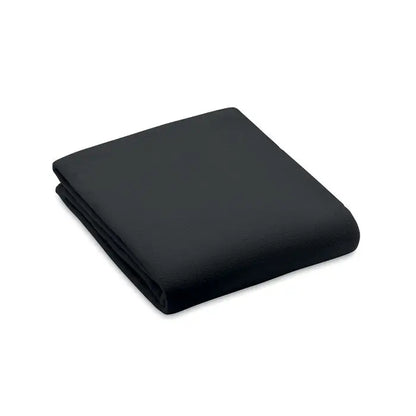 Patură din lână rpet neagră, material fleece moale, pliata compact pentru confort și căldură