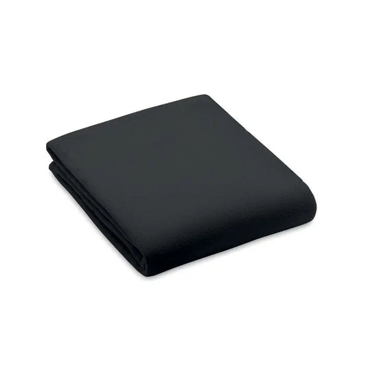Patură din lână rpet neagră, material fleece moale, pliata compact pentru confort și căldură