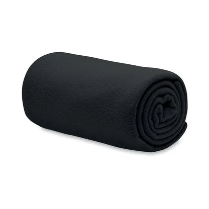 Pătură din lână rpet 130gr/m² neagră, din fleece, rulată pentru depozitare compactă