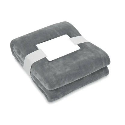 Patura din lana rpet 280 gr/m², gri închis, textură moale de velur și margini pliate îngrijit