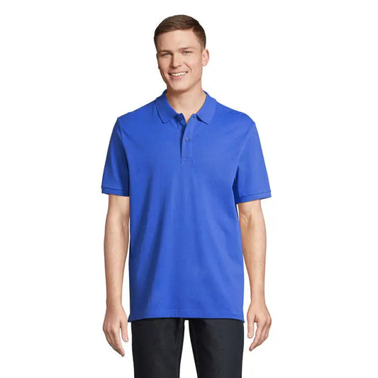 Tricou polo bright blue cu mâneci scurte și guler clasic din bumbac organic pegase polo organic 210g