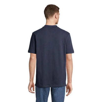 Tricou polo bleumarin cu mâneci scurte pegase organic 210g cu guler clasic și manșete striate