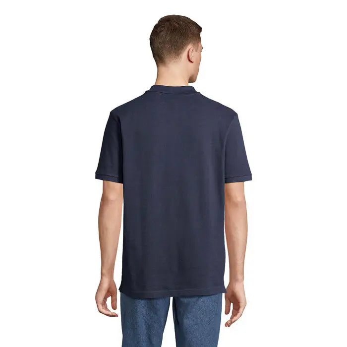 Tricou polo bleumarin PEGASE Polo Organic 210g cu mâneci scurte, guler clasic și manșete drepte din material organic