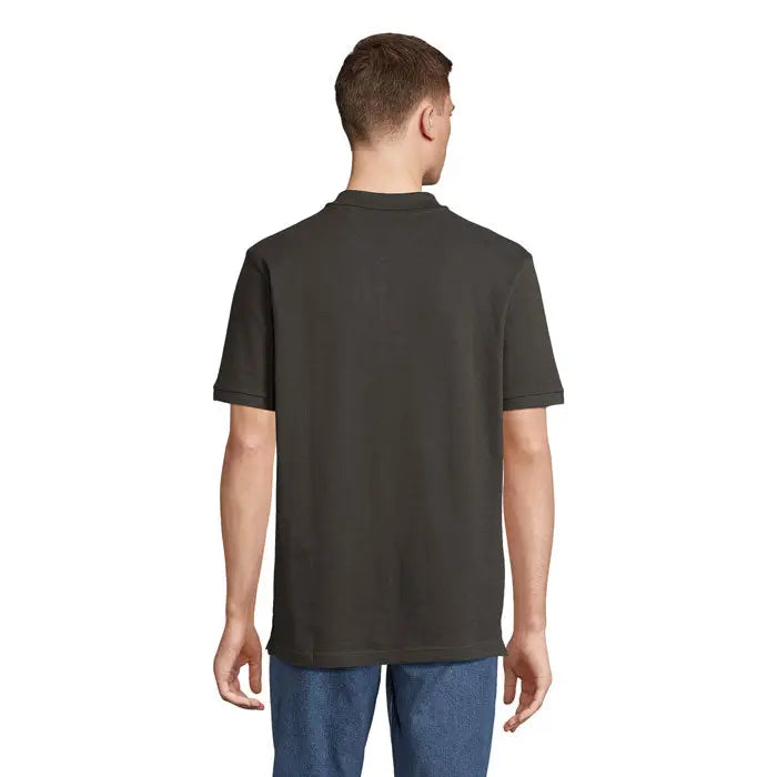 Tricou polo pegase organic 210g kaki închis cu mâneci scurte, guler clasic și cusături bine realizate