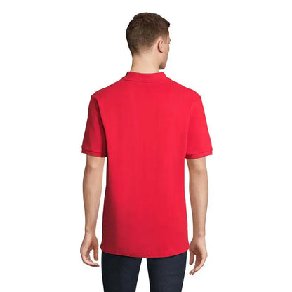 Tricou polo roșu pegase organic 210g cu mânecă scurtă și guler clasic, cusături îngrijite din bumbac organic