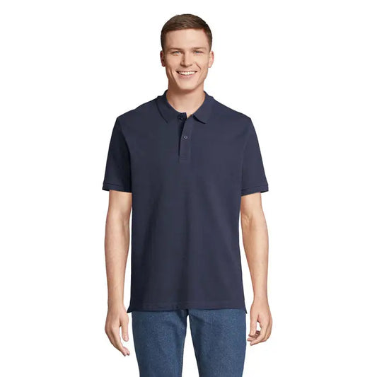 Tricou polo bleumarin PEGASE Polo Organic 210g cu mâneci scurte, guler clasic și material organic