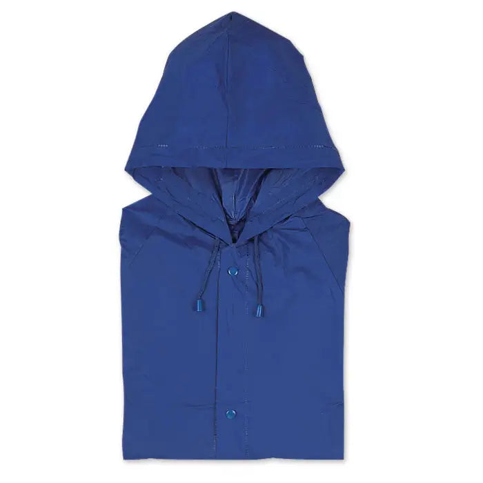 Pelerina de ploaie pvc albastru regal cu gluga si inchidere cu nasturi pentru protectie impotriva ploii