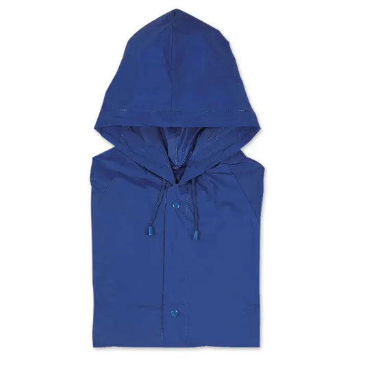 Pelerina de ploaie pvc albastru regal cu gluga si inchidere cu nasturi pentru protectie impotriva ploii