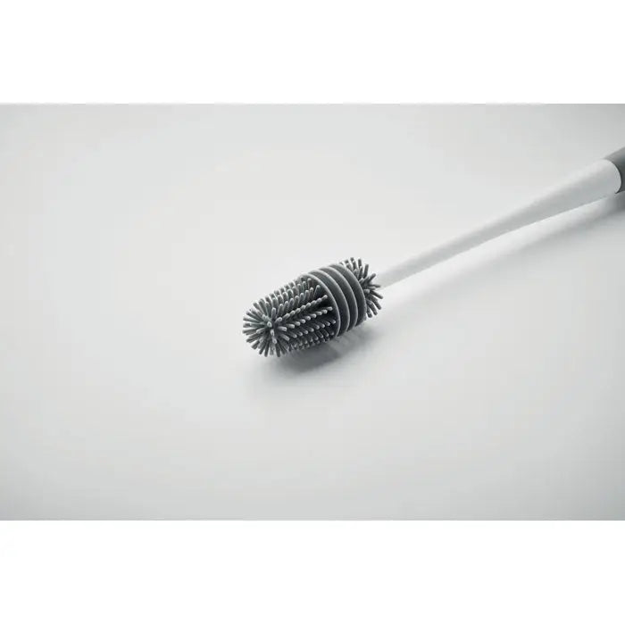 Perie de curatare sticle gri din silicon cu maner alb pentru spalarea eficienta a sticlelor