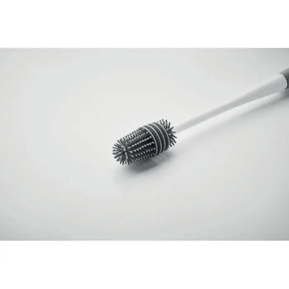 Perie de curatare sticle gri din silicon cu maner alb pentru spalarea eficienta a sticlelor
