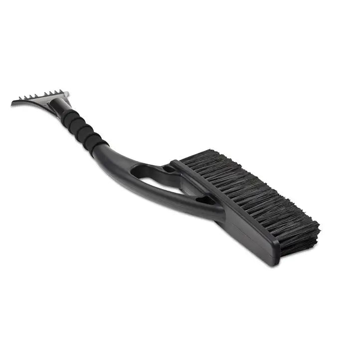 Perie de zapada si racleta de gheata din plastic negru cu maner texturat si peri densi negri