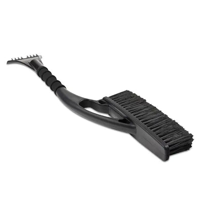 Perie de zapada si racleta de gheata din plastic negru cu maner texturat si peri densi negri