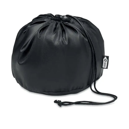 Perna de calatorie din 210d rpet cu sac de depozitare negru cu snur din material durabil si eticheta mica branded