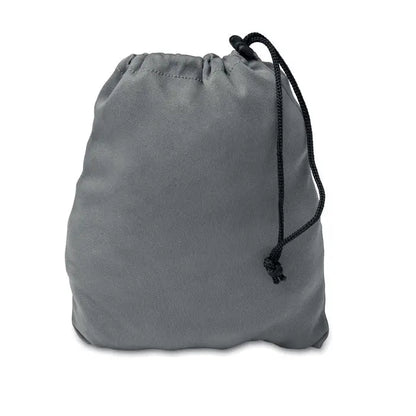 Perna de calatorie gonflabila rapida cu sac de depozitare gri din material textil si snur negru