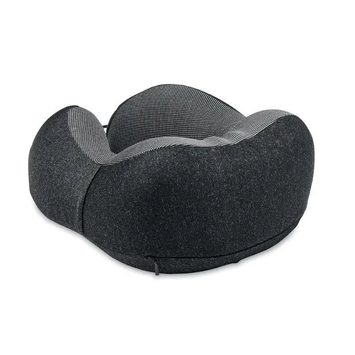 Perna de calatorie neagra din rpET cu exterior texturat si interior din plasa gri deschis pentru respirabilitate