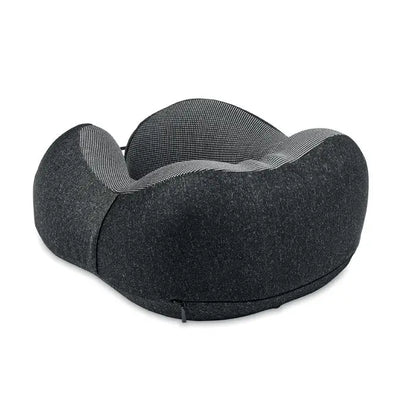 Perna de calatorie neagra din rpET cu exterior texturat si interior din plasa gri deschis pentru respirabilitate