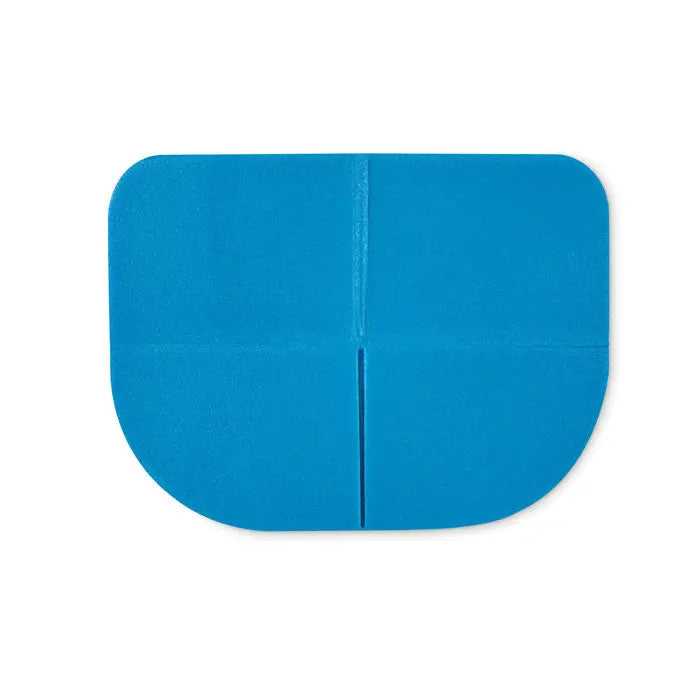 Perna de scaun pentru exterior pliabila cu pad adeziv dreptunghiular albastru deschis si cusatura centrala verticala