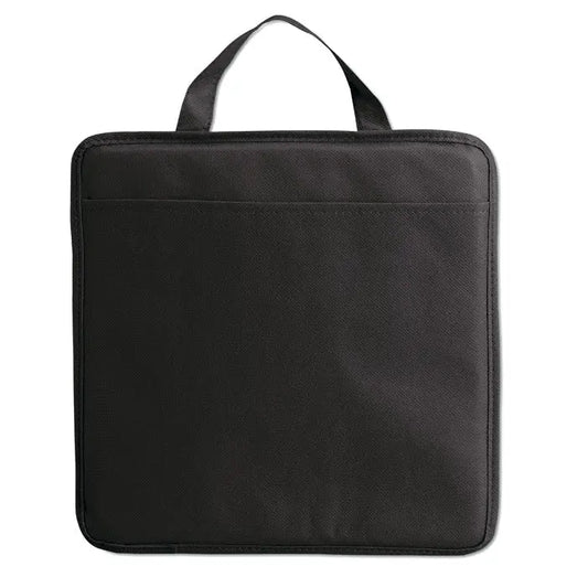 Perna netesuta pentru stadion laptop sleeve din tesatura neagra cu maner superior si buzunar frontal