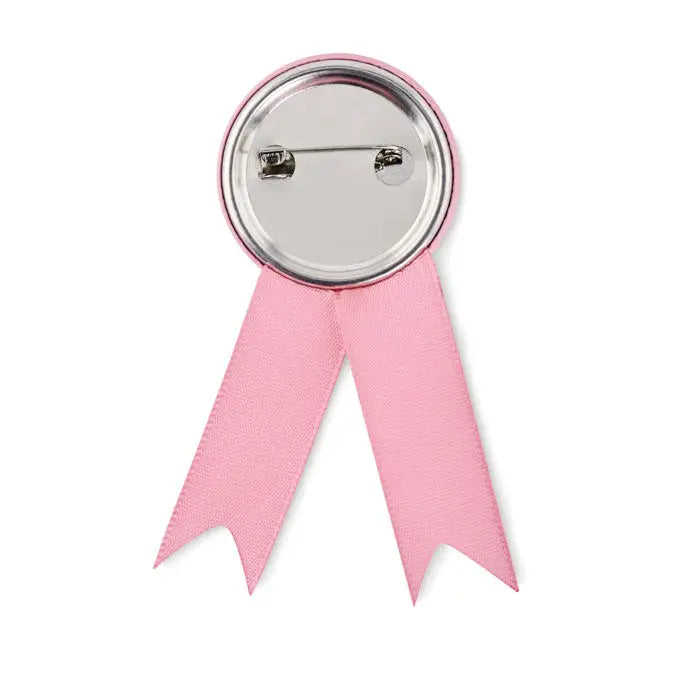Pin insigna în stil panglică cu spate metalic și închizător de siguranță roz pentru conștientizare cancer