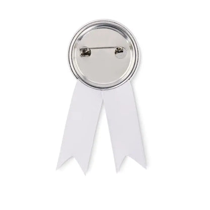 Insigna pin în stil panglică albă cu spate metalic argintiu și catarg pentru prindere