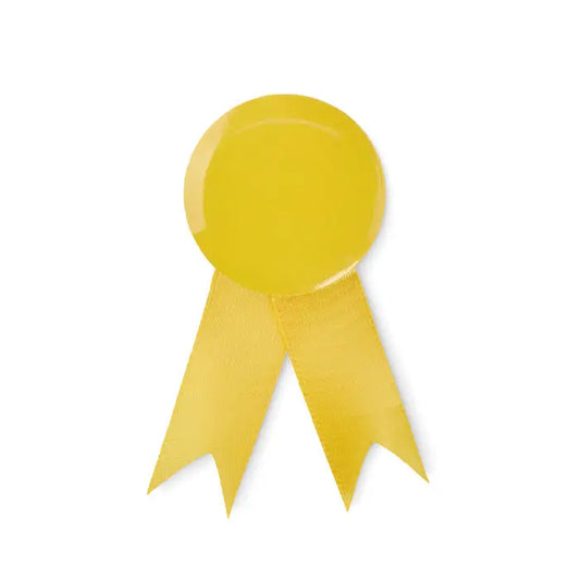Pin insigna în stil panglică galbenă strălucitoare din material solid cu cap circular și două capete conice
