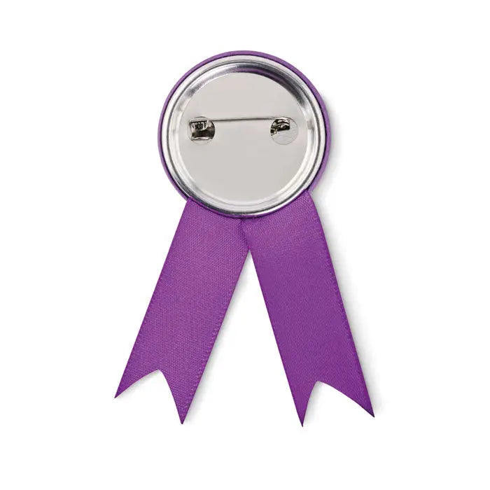 Pin insigna in stil panglica cu fundita mov si spate metalic cu agrafa de siguranta