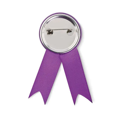 Pin insigna in stil panglica cu fundita mov si spate metalic cu agrafa de siguranta