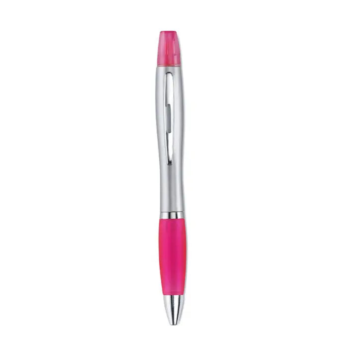 Pix 2 in 1 marker textmarker argintiu si fucsia cu prindere texturata pentru scris precis
