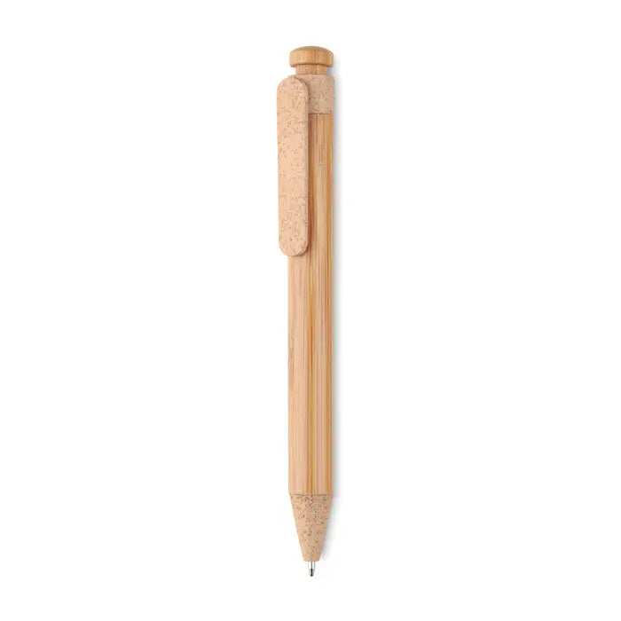 Pix abs din bambus cu grip si capac din plută, stilou elegant cu textura naturala de lemn