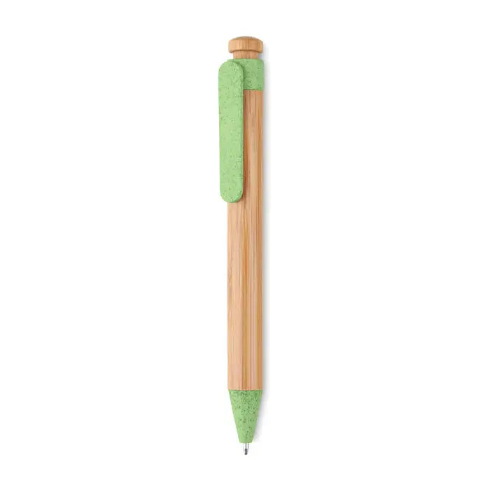Pix abs din bambus cu grip și capac verde deschis din plută cu finisaj natural de lemn grain