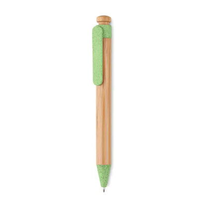 Pix abs din bambus cu grip și capac verde deschis din plută cu finisaj natural de lemn grain